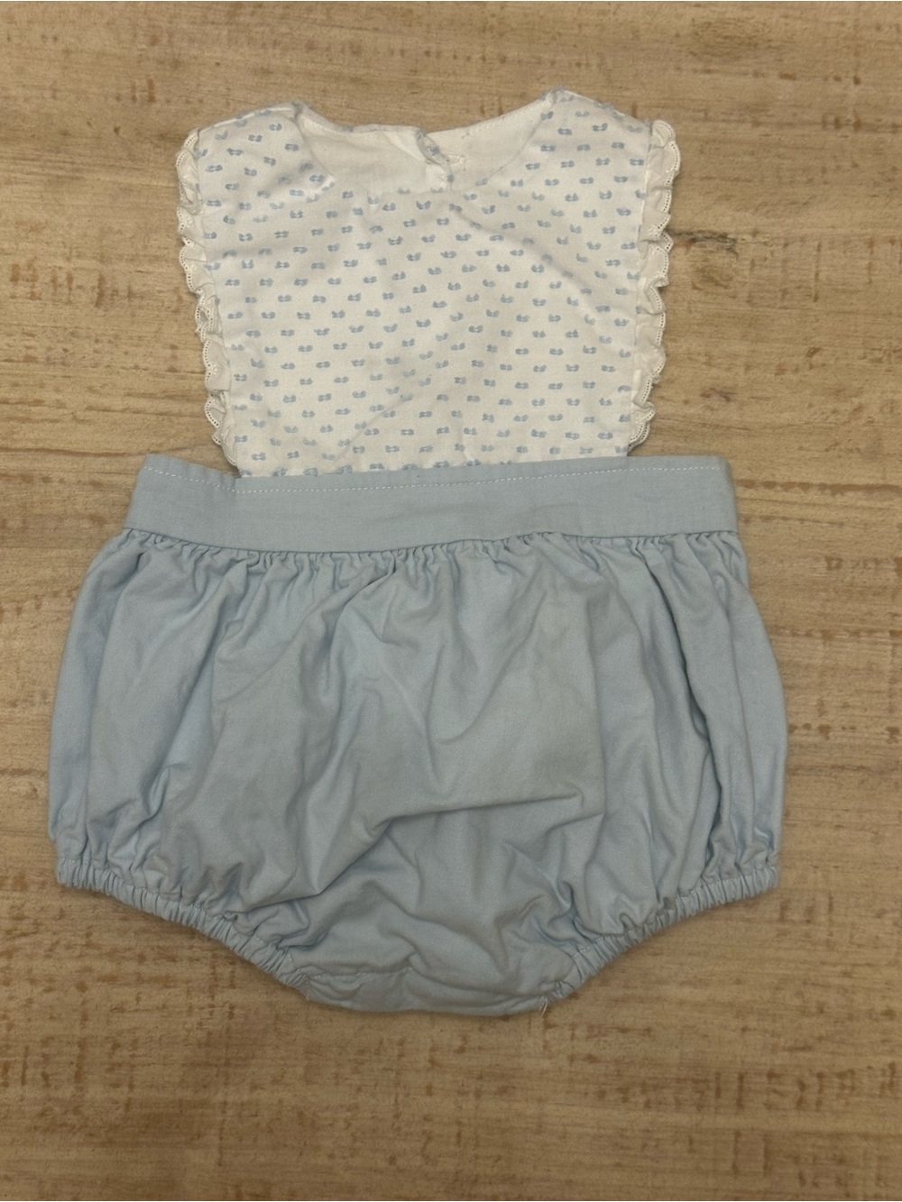 Willow Light Blue Baby Bloomers Set with White Heart-Print Top